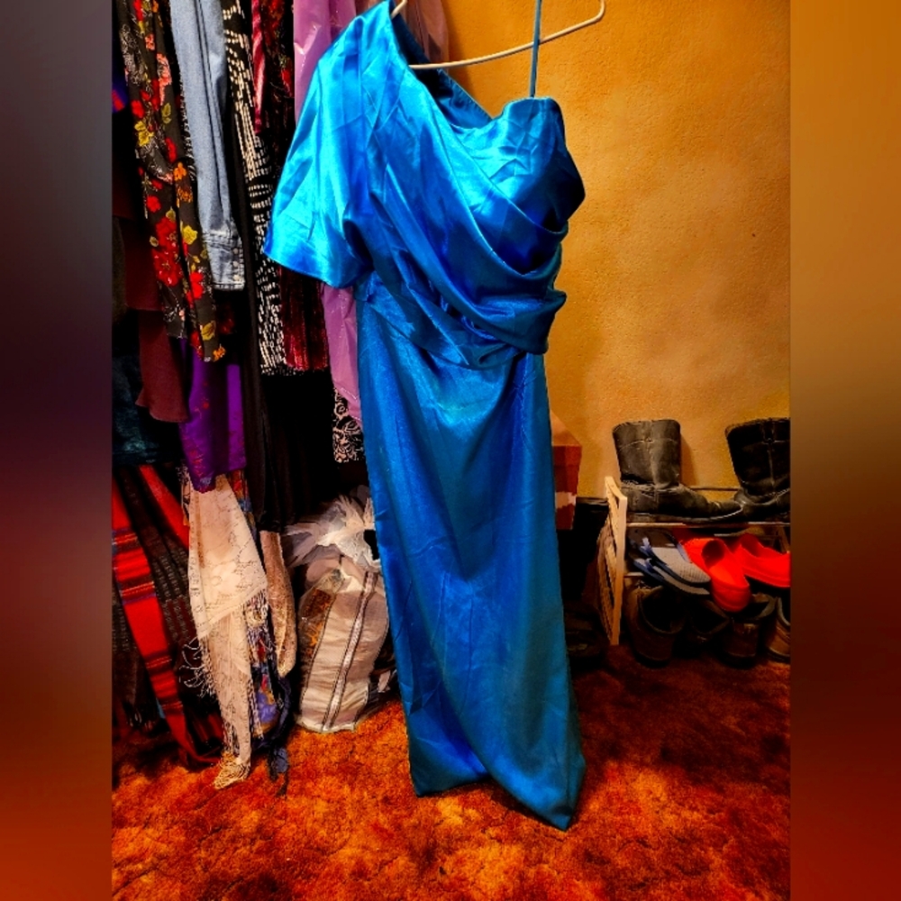 Off-the-shoulder Asymmetrical Satin dress